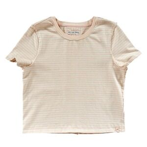 We The Free Baby Tee T Shirt Striped Peach Mint Size S Boxy 100%‎ Cotton Staple